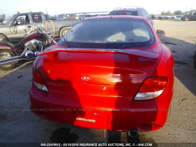 KMHJG35F61U223325 - 2001 HYUNDAI TIBURON RED photo 6