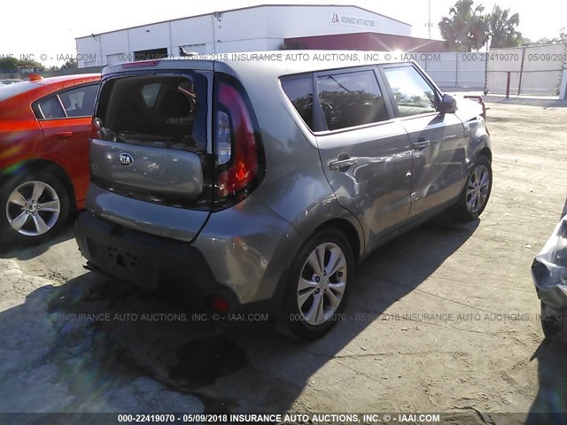 KNDJP3A50F7191012 - 2015 KIA SOUL + GRAY photo 4