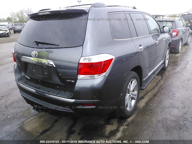 5TDDK3EH0DS220995 - 2013 TOYOTA HIGHLANDER LIMITED GRAY photo 4