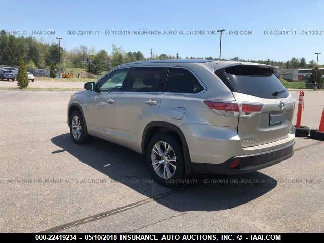 5TDJKRFH9FS185106 - 2015 TOYOTA HIGHLANDER XLE შამპანური ფოტო 3