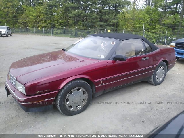 1G6VS3398PU125930 - 1993 CADILLAC ALLANTE MAROON photo 2