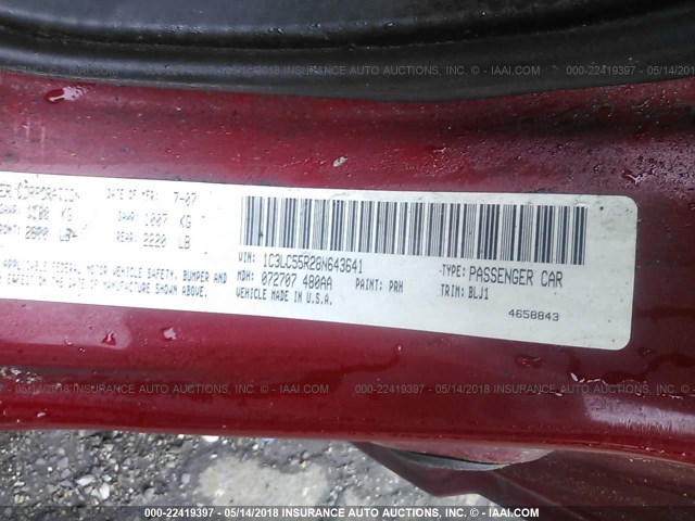 1C3LC55R28N643641 - 2008 CHRYSLER SEBRING TOURING RED photo 9