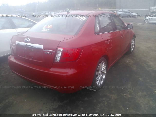 JF1GE74698G509035 - 2008 SUBARU IMPREZA WRX RED photo 4