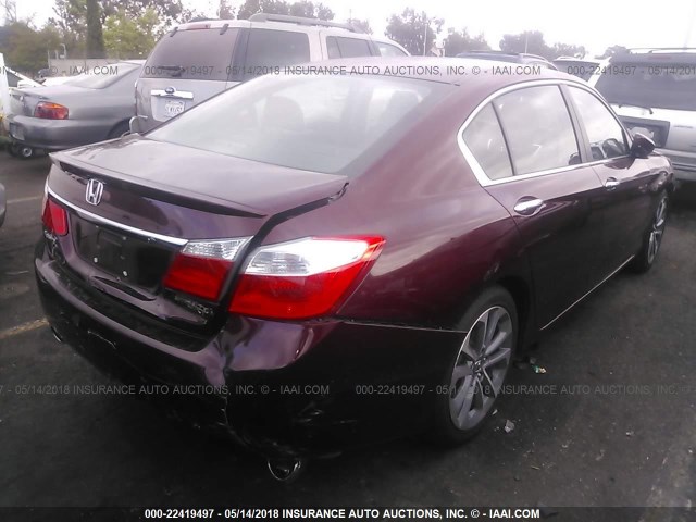 1HGCR2F50FA176973 - 2015 HONDA ACCORD SPORT BURGUNDY photo 4