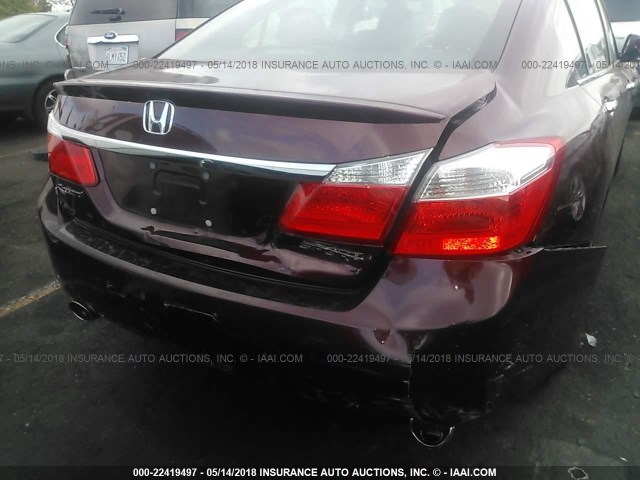 1HGCR2F50FA176973 - 2015 HONDA ACCORD SPORT BURGUNDY photo 6