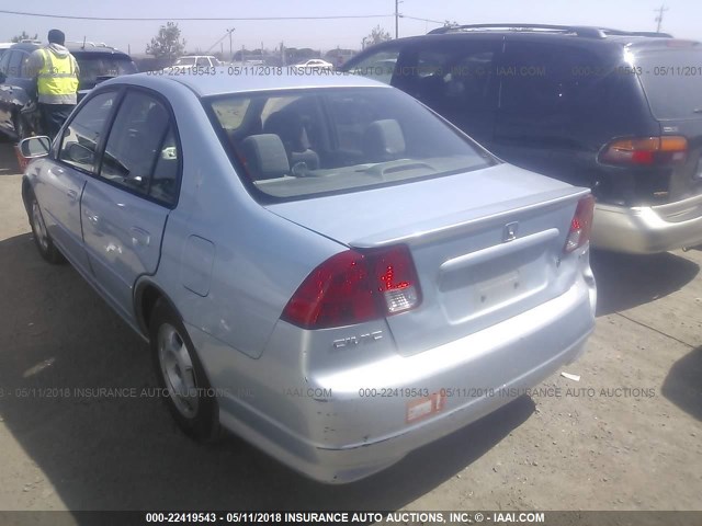 JHMES96615S014029 - 2005 HONDA CIVIC HYBRID Light Blue photo 3