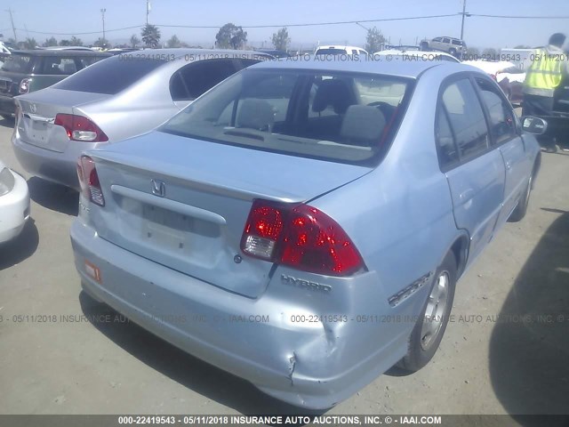 JHMES96615S014029 - 2005 HONDA CIVIC HYBRID Light Blue photo 4