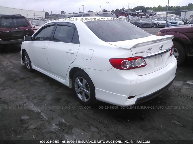 2T1BU4EE7BC662370 - 2011 TOYOTA COROLLA S/LE WHITE photo 3