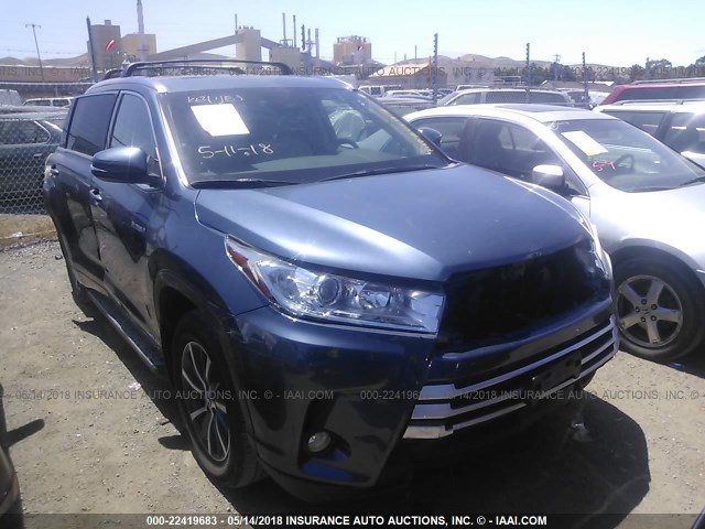 5TDJGRFHXHS027944 - 2017 TOYOTA HIGHLANDER HYBRID/XLE BLUE photo 1