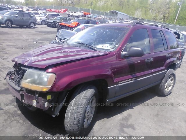 1J4GW48SX1C625736 - 2001 JEEP GRAND CHEROKEE LAREDO BURGUNDY photo 2