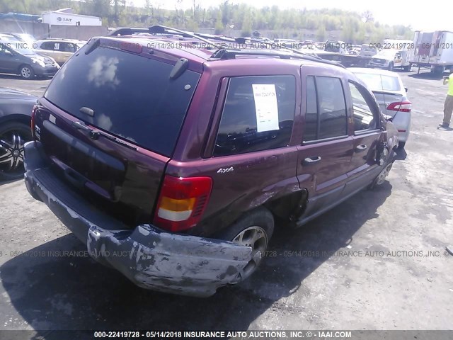 1J4GW48SX1C625736 - 2001 JEEP GRAND CHEROKEE LAREDO BURGUNDY photo 4