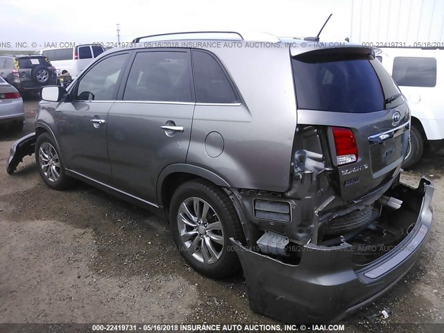 5XYKW4A2XDG386991 - 2013 KIA SORENTO SX GRAY photo 3