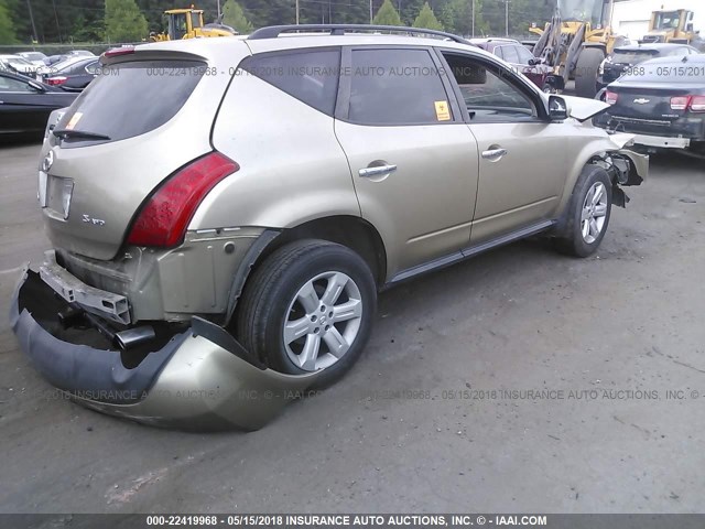 JN8AZ08WX7W619574 - 2007 NISSAN MURANO SL/SE/S GOLD photo 4