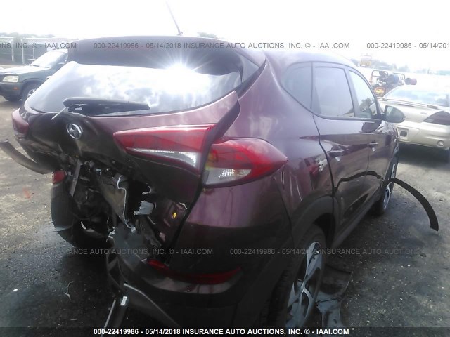 KM8J33A27GU202250 - 2016 HYUNDAI TUCSON LIMITED/SPORT AND ECO/SE MAROON photo 4