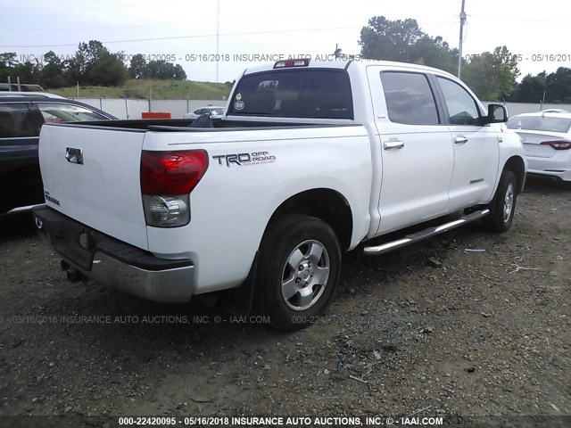 5TBET541X7S455970 - 2007 TOYOTA TUNDRA CREWMAX SR5 WHITE photo 4