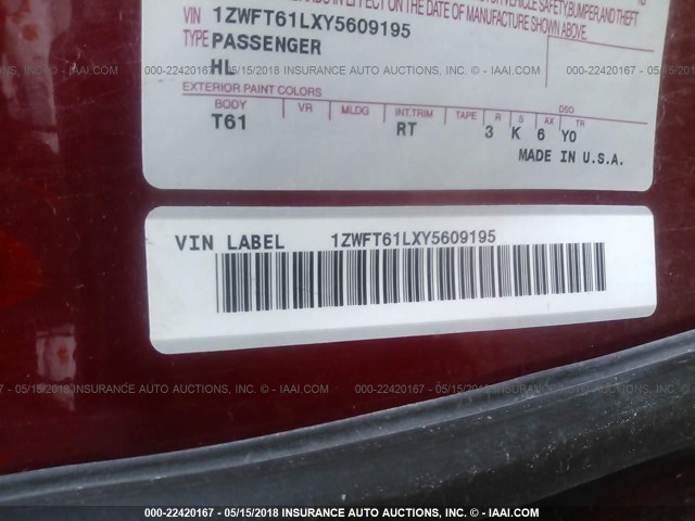1ZWFT61LXY5609195 - 2000 MERCURY COUGAR V6 RED photo 9