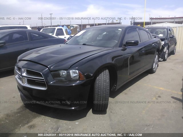 2C3CDXJG0DH538595 - 2013 DODGE CHARGER SXT BLACK photo 2