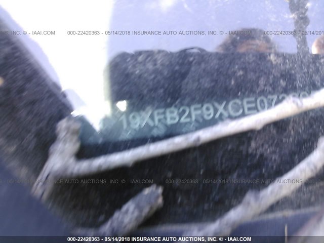 19XFB2F9XCE073605 - 2012 HONDA CIVIC EXL WHITE photo 9