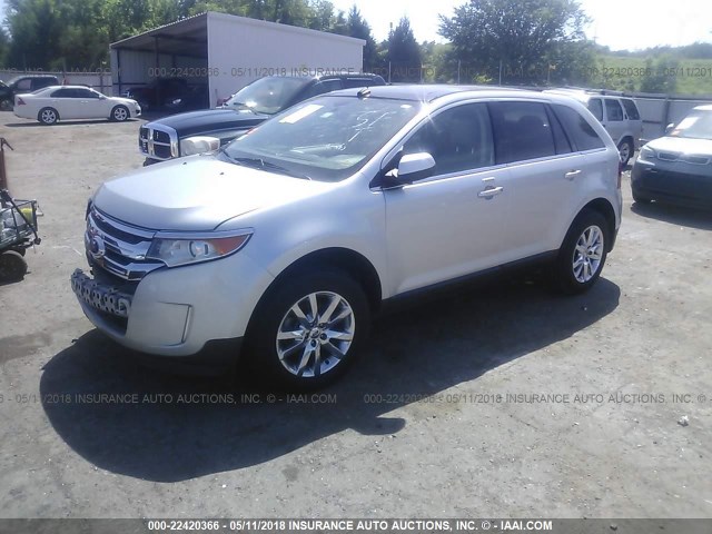 2FMDK3KC1BBB68960 - 2011 FORD EDGE LIMITED SILVER photo 2