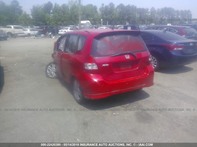 JHMGD386X7S027913 - 2007 HONDA FIT S RED photo 3