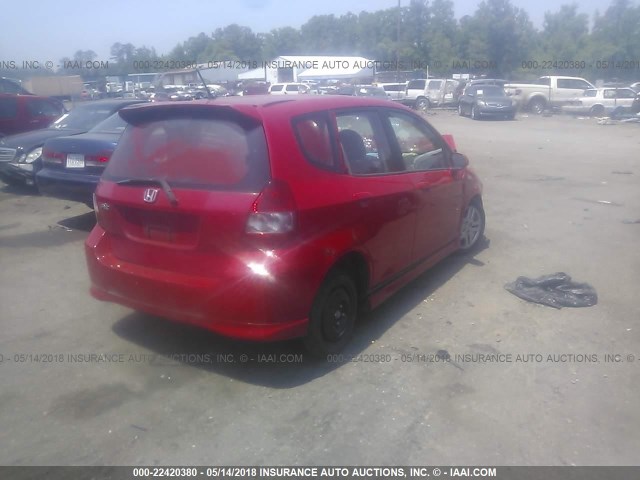 JHMGD386X7S027913 - 2007 HONDA FIT S RED photo 4