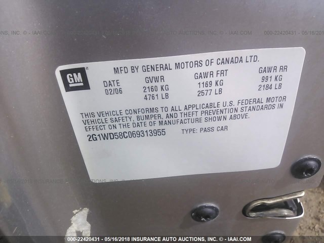 2G1WD58C069313955 - 2006 CHEVROLET IMPALA SUPER SPORT 银色 照片 9