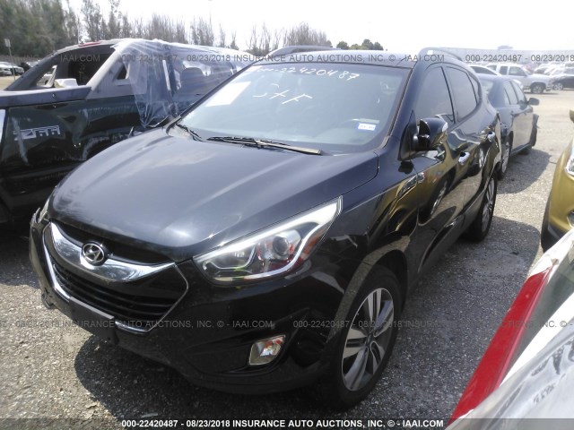 KM8JU3AG9EU920467 - 2014 HYUNDAI Tucson GLS/LIMITED/SE BLACK photo 2