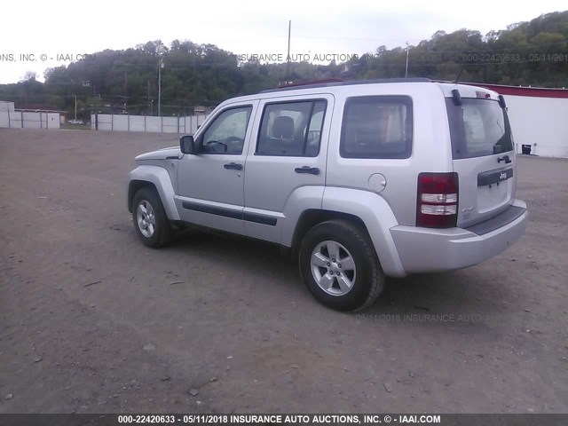 1C4PJMAK1CW100502 - 2012 JEEP LIBERTY SPORT SILVER photo 3