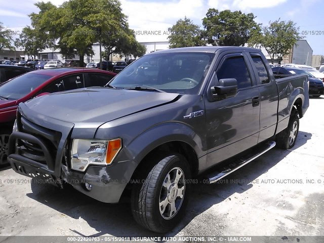 1FTRX12W99FA14774 - 2009 FORD F150 SUPER CAB GRAY photo 2