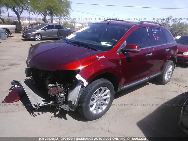 2LMDJ6JK0FBL22050 - 2015 LINCOLN MKX MAROON photo 2