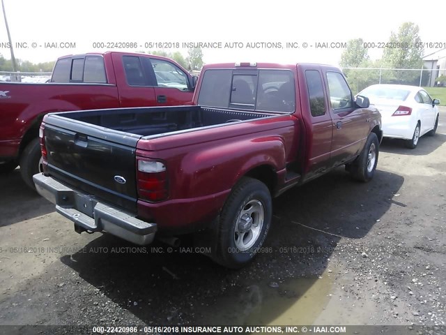 1FTZR15E71TA88844 - 2001 FORD RANGER SUPER CAB RED photo 4