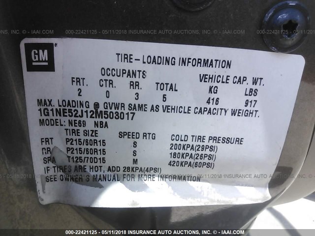 1G1NE52J12M503017 - 2002 CHEVROLET MALIBU LS 棕色 照片 9