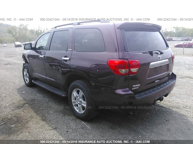 5TDBY68A48S018642 - 2008 TOYOTA SEQUOIA LIMITED MAROON photo 3