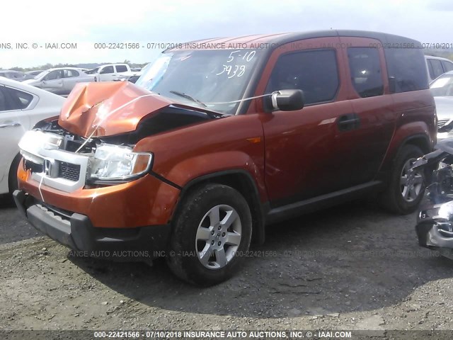 5J6YH1H71AL003938 - 2010 HONDA ELEMENT EX ORANGE photo 2