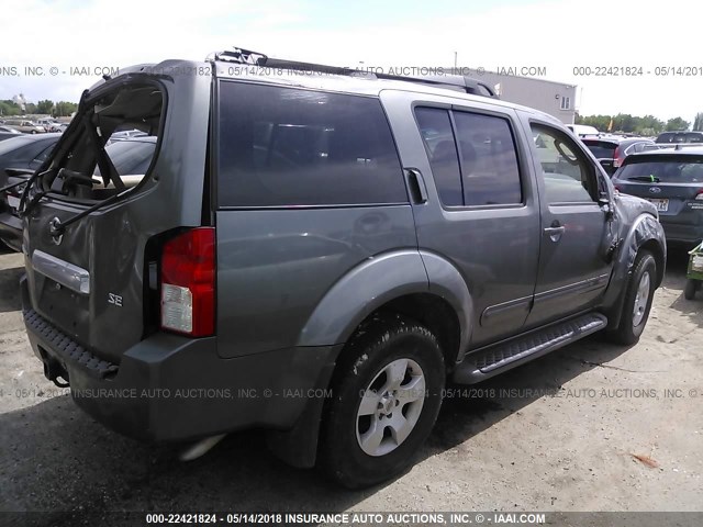 5N1AR18WX7C631075 - 2007 NISSAN PATHFINDER LE/SE/XE GRAY photo 4