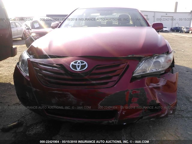 4T1BE46K37U115541 - 2007 TOYOTA CAMRY NEW GENERAT CE/LE/XLE/SE RED photo 6