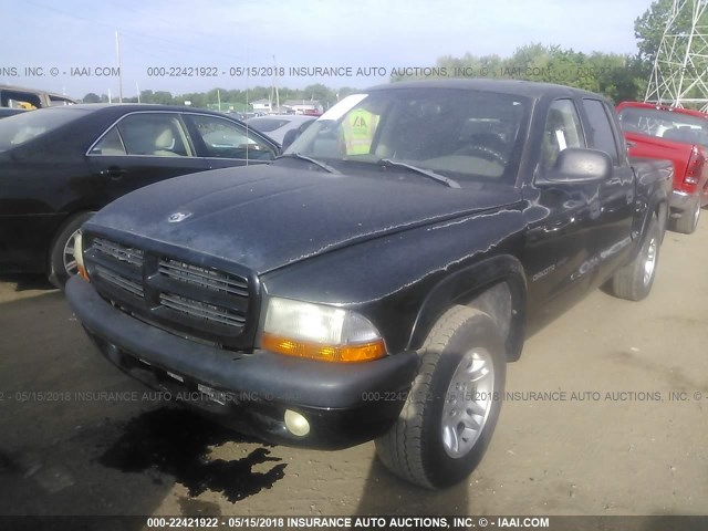 1B7HL38N22S714960 - 2002 DODGE DAKOTA QUAD SPORT/QUAD R/T BLACK photo 2