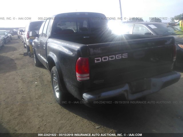 1B7HL38N22S714960 - 2002 DODGE DAKOTA QUAD SPORT/QUAD R/T BLACK photo 3