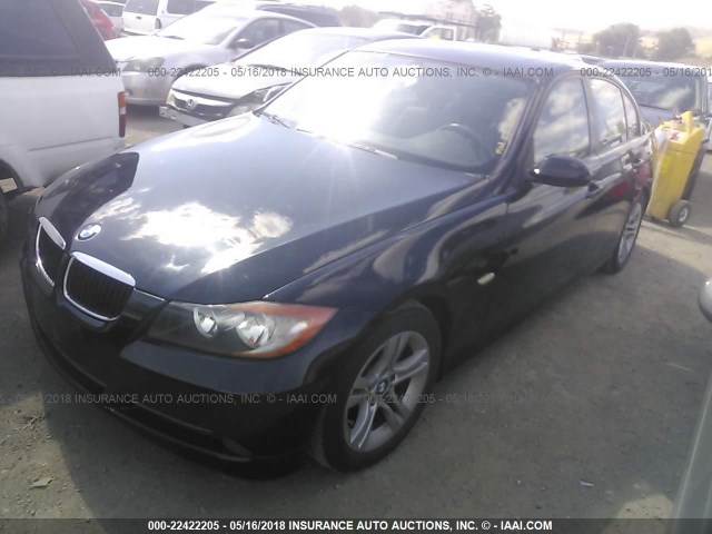WBAVC53558FZ83958 - 2008 BMW 328 I SULEV BLACK photo 2