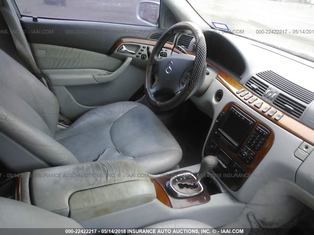 WDBNG70J32A302509 - 2002 MERCEDES-BENZ S 430 SILVER photo 5