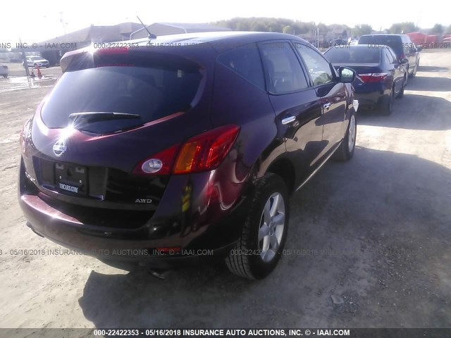 JN8AZ1MW0AW125257 - 2010 NISSAN MURANO S/SL/LE MAROON photo 4