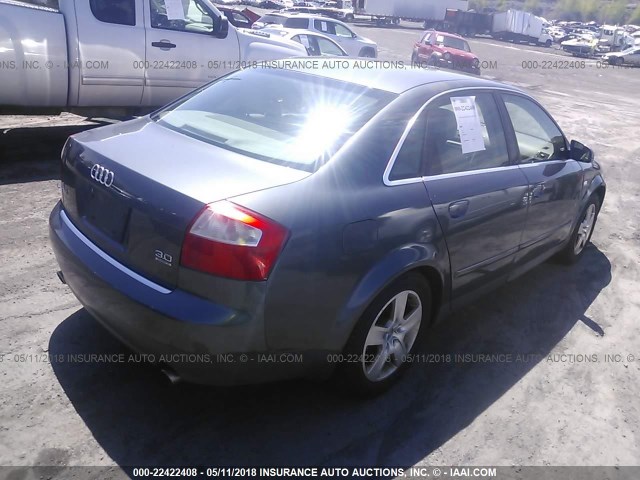 WAULT68E92A245378 - 2002 AUDI A4 3.0 QUATTRO GRAY photo 4