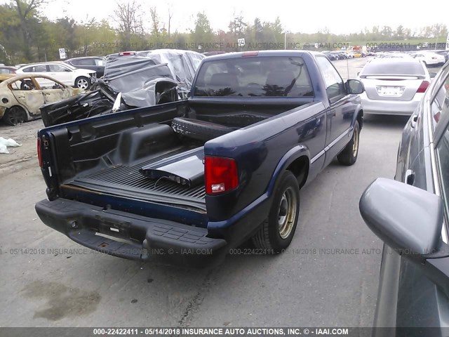 1GCCS1458YK210316 - 2000 CHEVROLET S TRUCK S10 BLUE photo 4