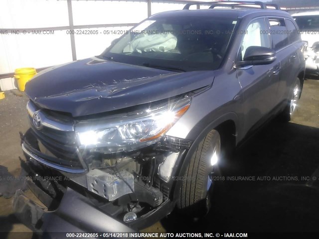 5TDDKRFHXGS329146 - 2016 TOYOTA HIGHLANDER LIMITED/LTD PLATINUM GRAY photo 2