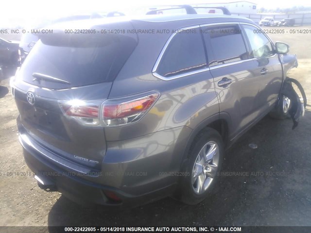 5TDDKRFHXGS329146 - 2016 TOYOTA HIGHLANDER LIMITED/LTD PLATINUM GRAY photo 4