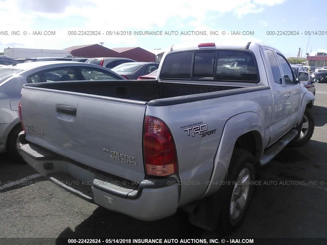 5TETU62N16Z266245 - 2006 TOYOTA TACOMA PRERUNNER ACCESS CAB SILVER photo 4