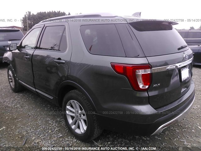 1FM5K7D89GGC05029 - 2016 FORD EXPLORER XLT GRAY photo 3