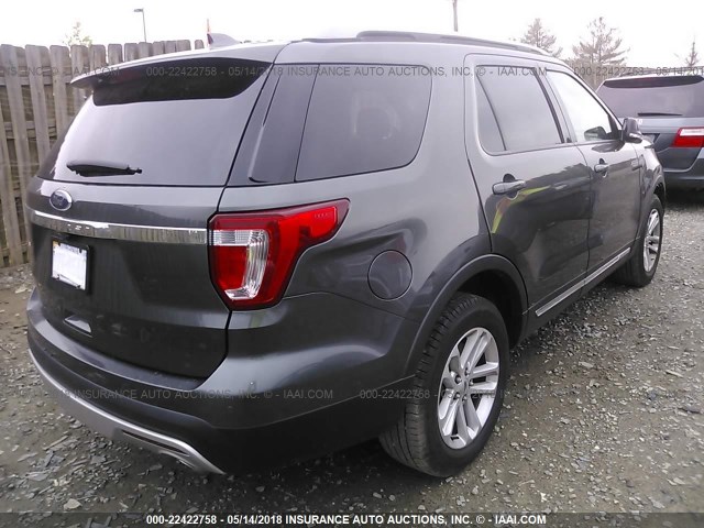 1FM5K7D89GGC05029 - 2016 FORD EXPLORER XLT GRAY photo 4