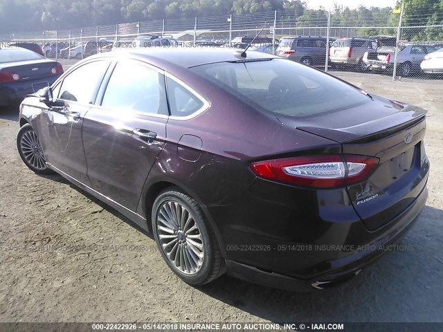 3FA6P0K98DR347590 - 2013 FORD FUSION TITANIUM BURGUNDY photo 3