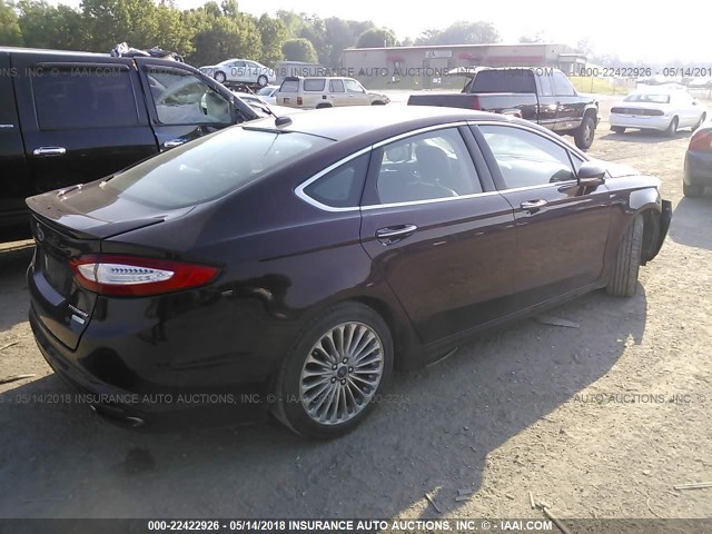 3FA6P0K98DR347590 - 2013 FORD FUSION TITANIUM BURGUNDY photo 4